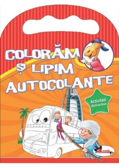  Coloram si lipim autocolante. Activitati distractive (portocaliu)