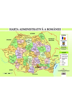 Harta administrativa a Romaniei, format A4